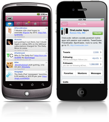 TweetCaster Pink Screen Shots